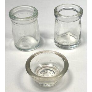 VTG Lot 3 Mini Glass Single Serve CREAMER CONTAINERS (2) & SALT DIP CELLAR DISH